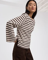 Long-Sleeve Boat-Neck Top