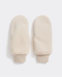 Faux Fur Mitts with Knit Cuffs