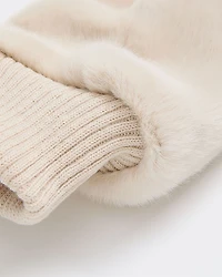 Faux Fur Mitts with Knit Cuffs