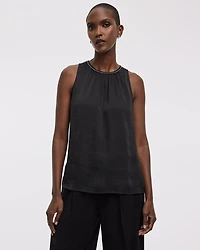 Sleeveless Blouse with Jewelled Trim