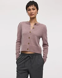 Cashmere-Blend Crew-Neck Cardigan