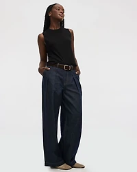 Wide-Leg High-Rise Jean with Pleats