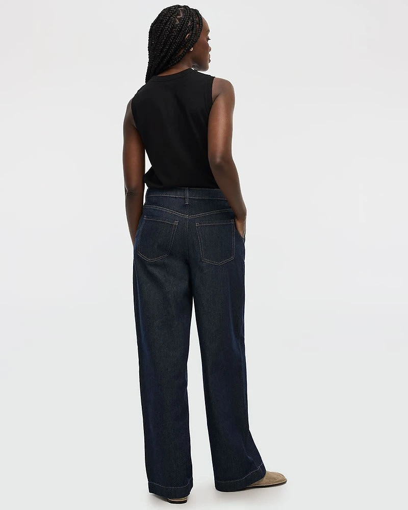 Wide-Leg High-Rise Jean with Pleats