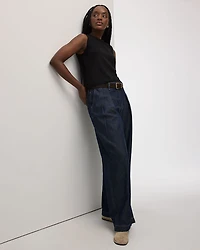 Wide-Leg High-Rise Jean with Pleats