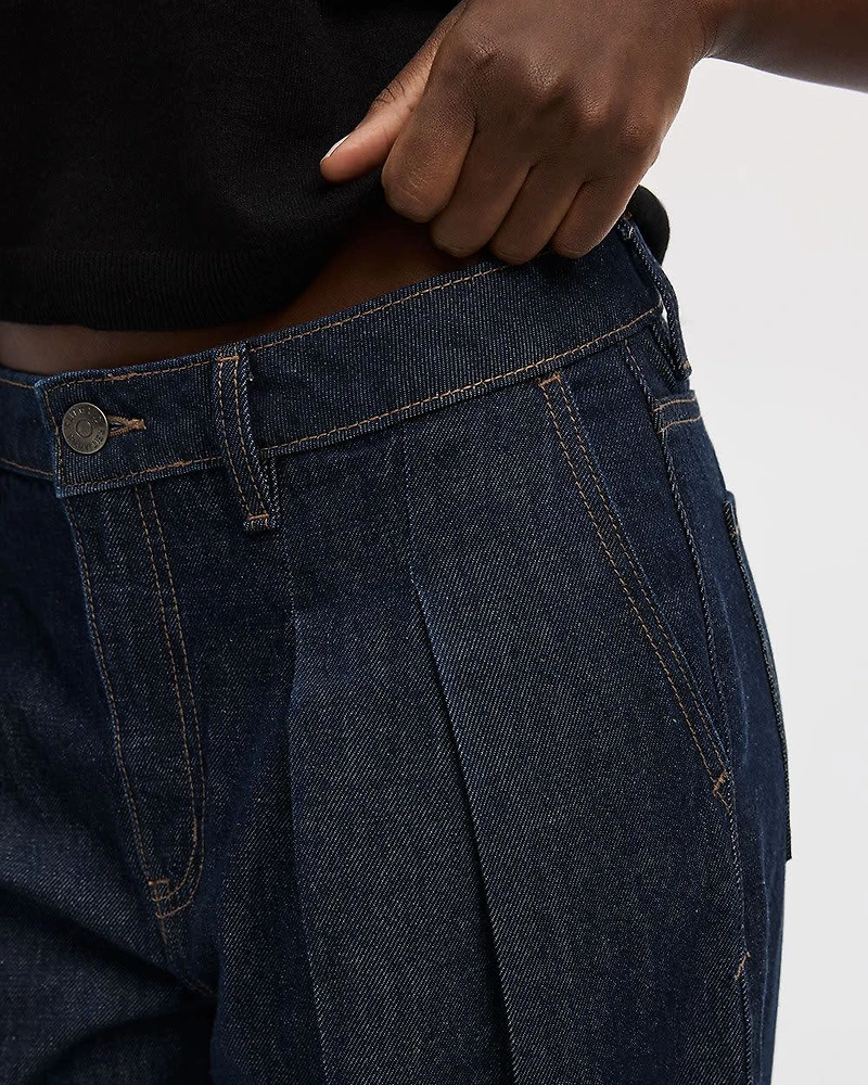 Wide-Leg High-Rise Jean with Pleats