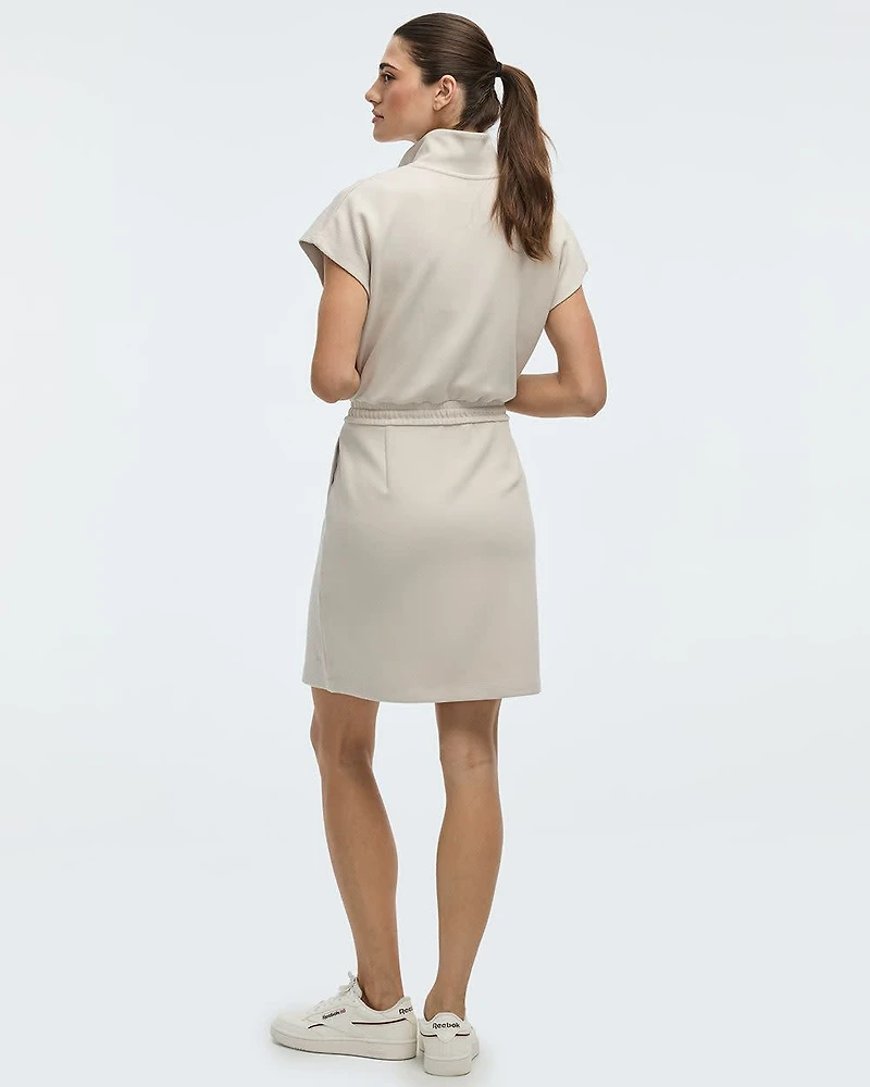 Extended-Sleeve Mock-Neck Dress with Pockets