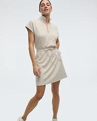 Extended-Sleeve Mock-Neck Dress with Pockets