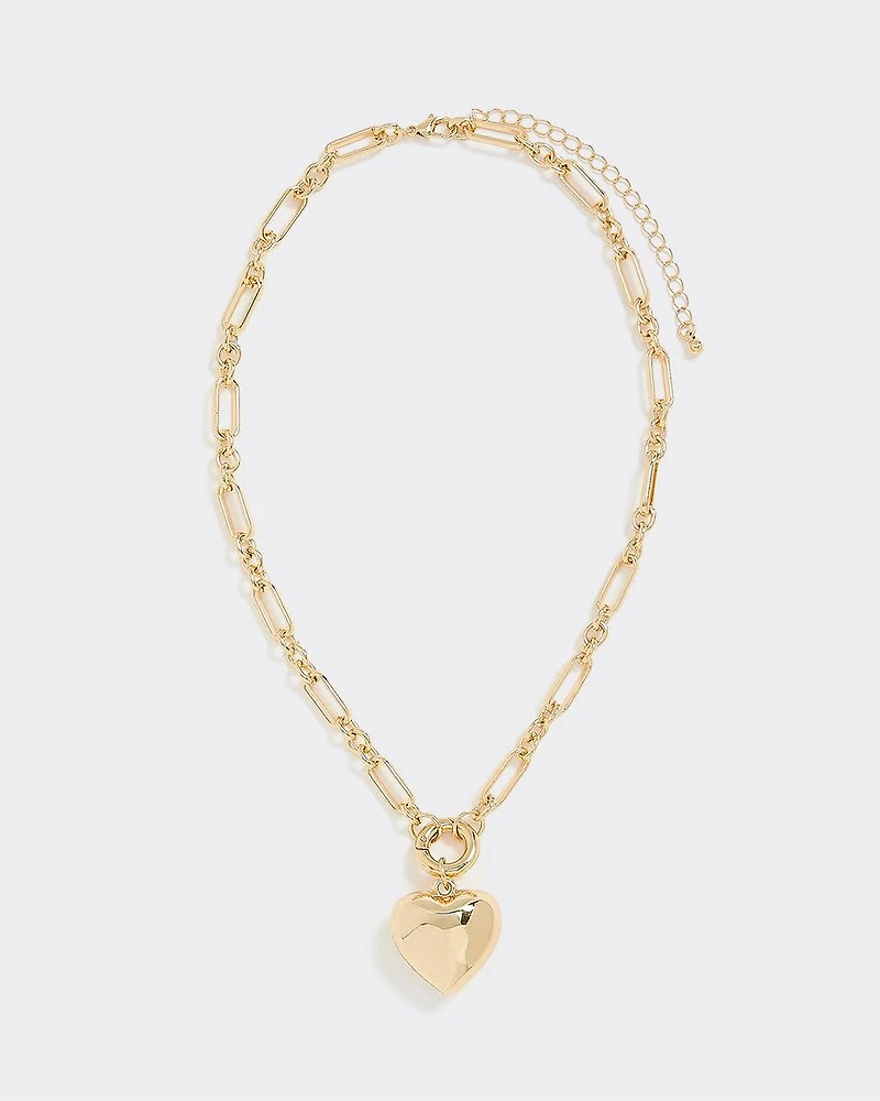 Short Necklace with Bubble Heart Pendant