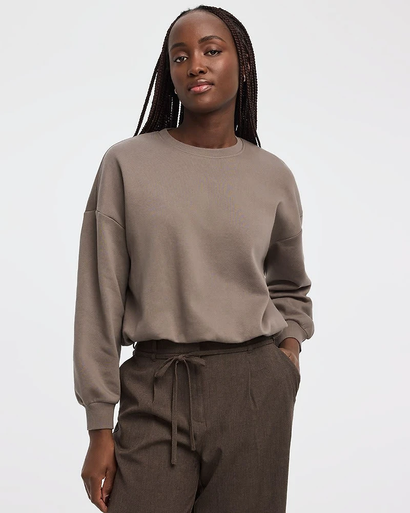 Fleece Sweatshirt with Bubble Hem