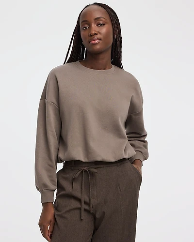 Fleece Sweatshirt with Bubble Hem