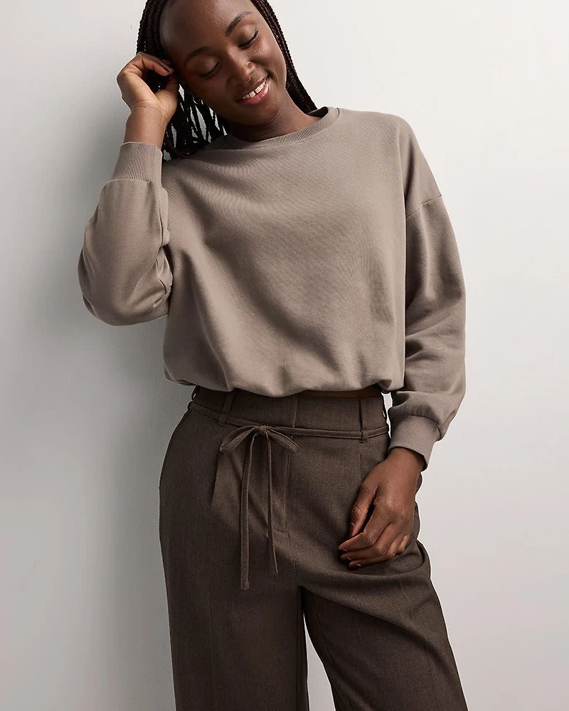 Pull en molleton avec ourlet bouffant