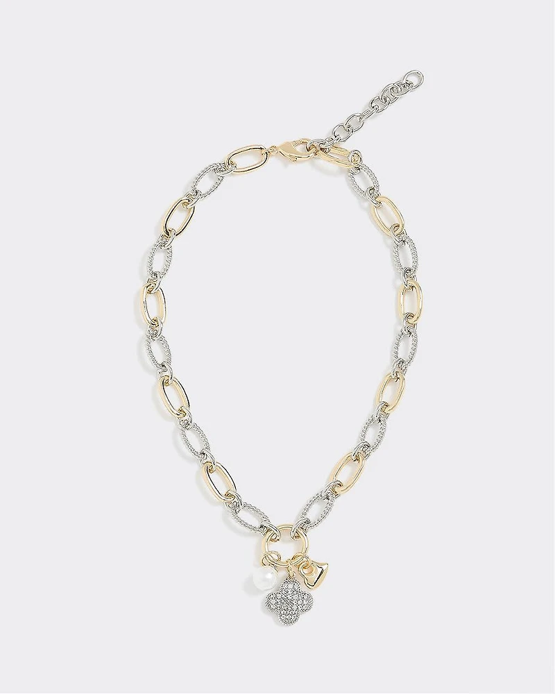 Collier à maillons épais à deux tons