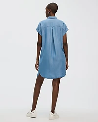 Short-Sleeve Buttoned-Down Dress with Shirt Collar