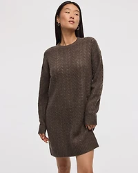 PlushSoft Crew-Neck Cable-Knit Dress
