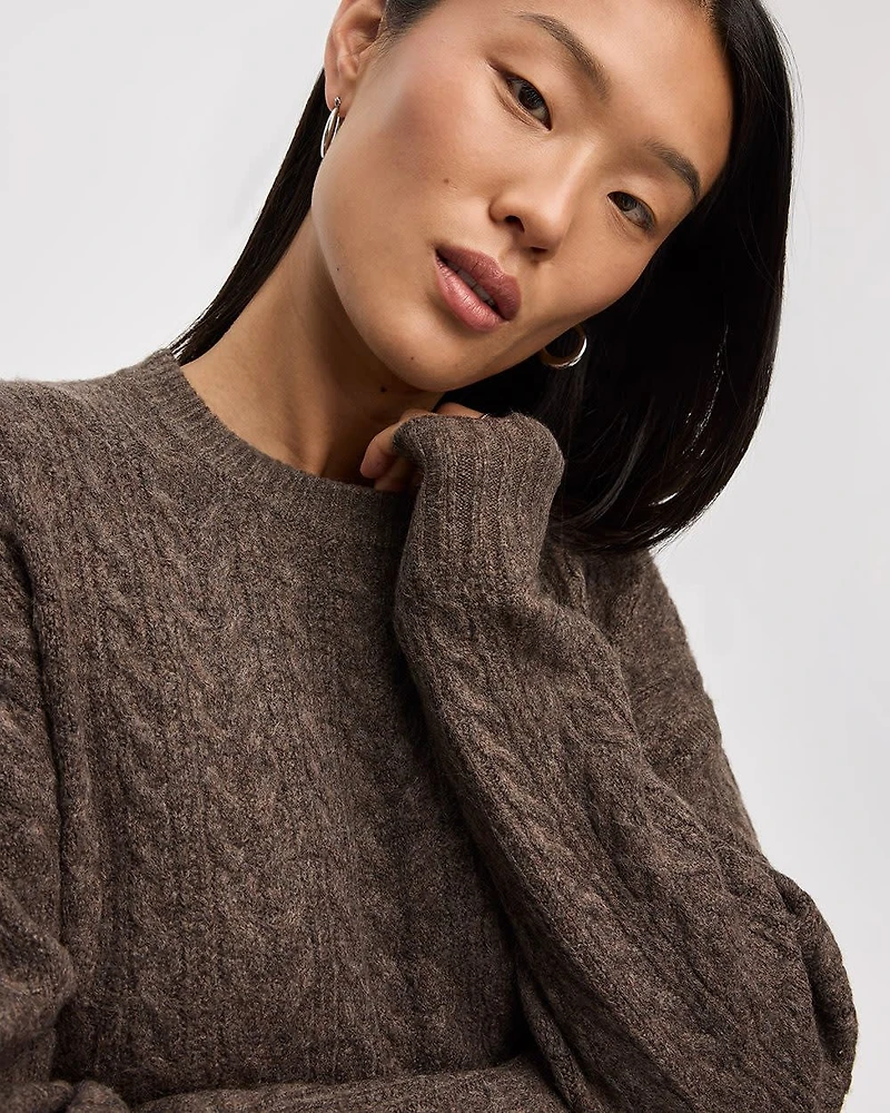 PlushSoft Crew-Neck Cable-Knit Dress