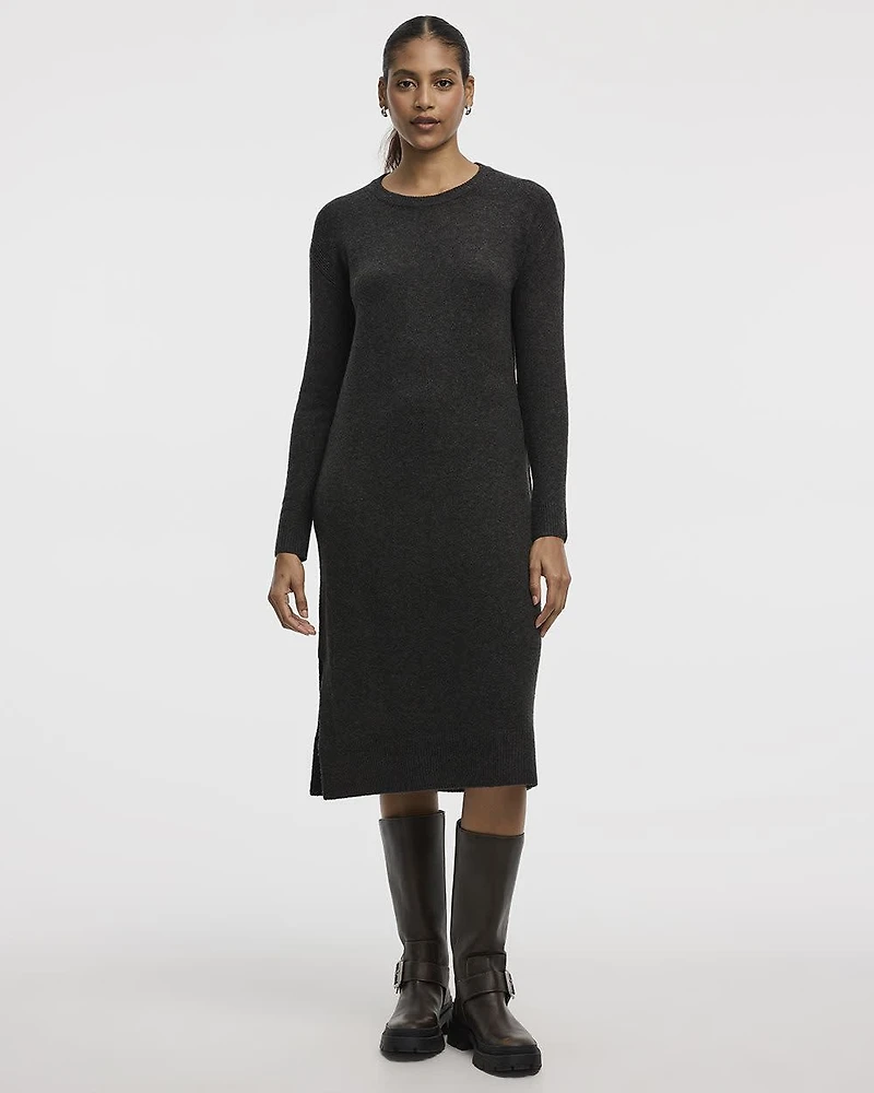 PlushSoft Crew-Neck Midi Sweater Dress