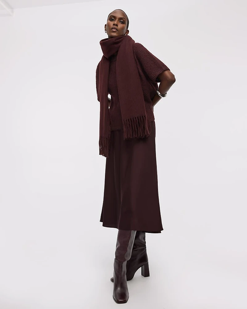 Elbow-Sleeve Crew-Neck Loose Sweater