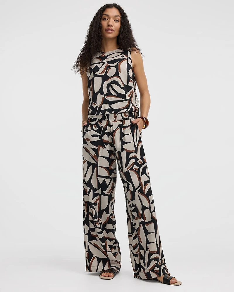Wide-Leg High-Rise Pull-On Pant