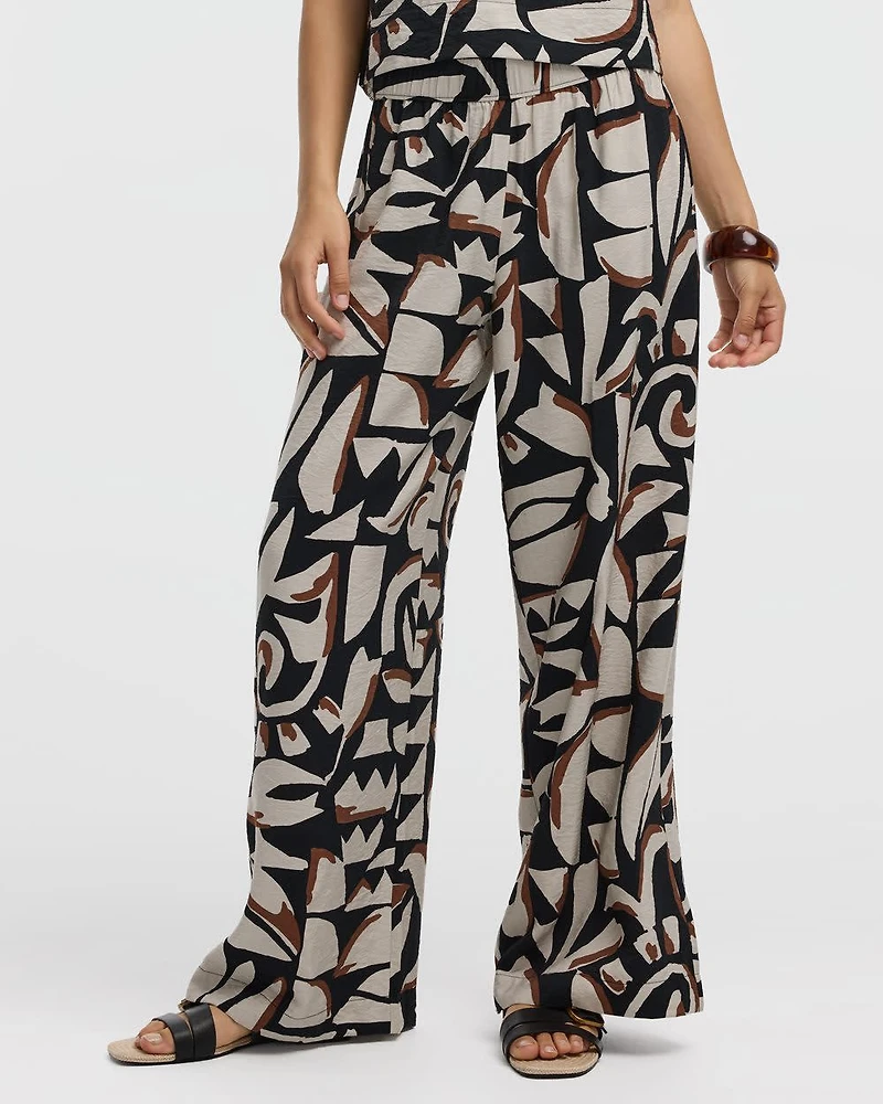 Wide-Leg High-Rise Pull-On Pant