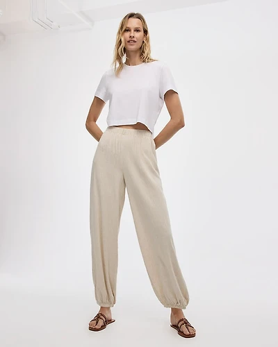 Pantalon sarouel à enfiler à taille mi-haute