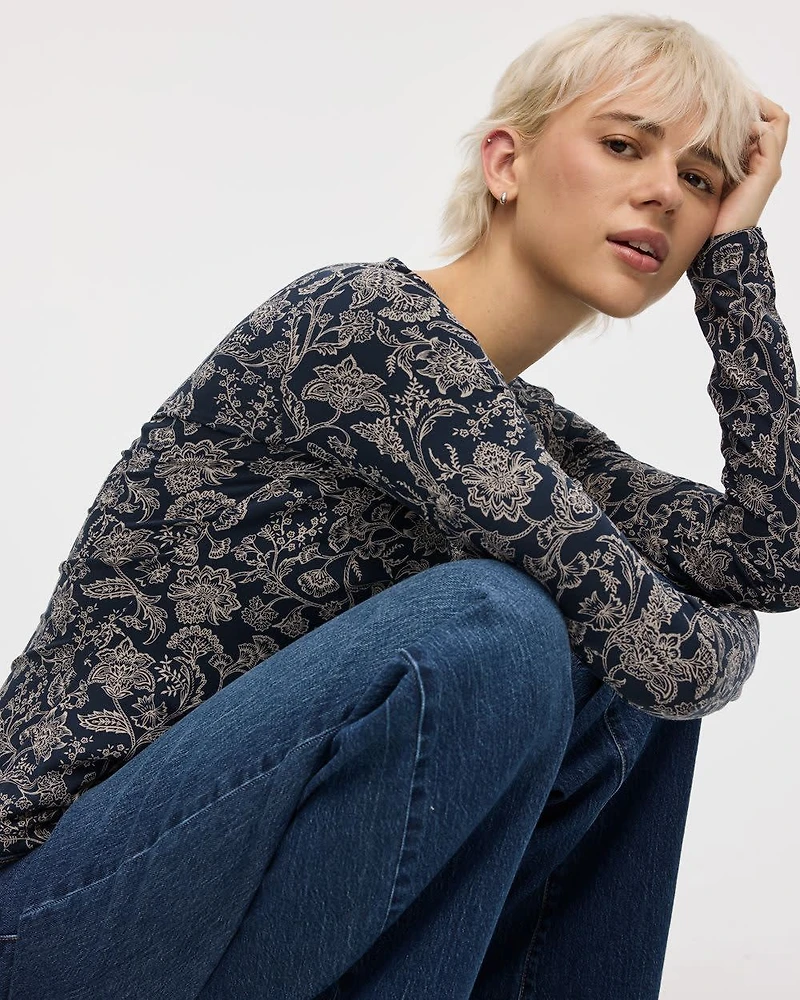 Long-Sleeve Boat-Neck Top