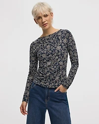 Long-Sleeve Boat-Neck Top