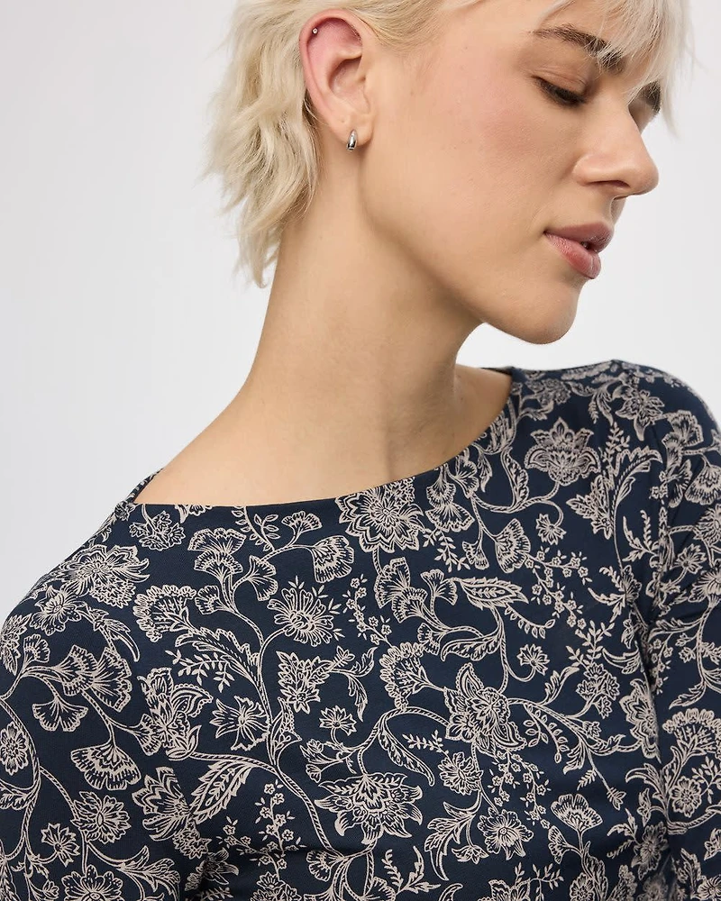Long-Sleeve Boat-Neck Top