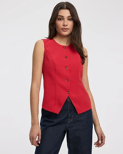 Sleeveless Crew-Neck Vest