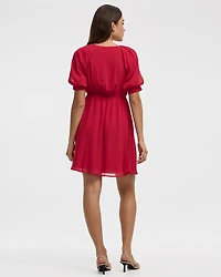 Elbow-Sleeve V-Neck Empire-Cut Dress