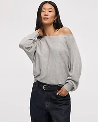 Merino-Blend Long-Sleeve Boat-Neck Sweater