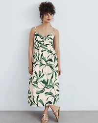 Sleeveless Midi Dress with V Neckline