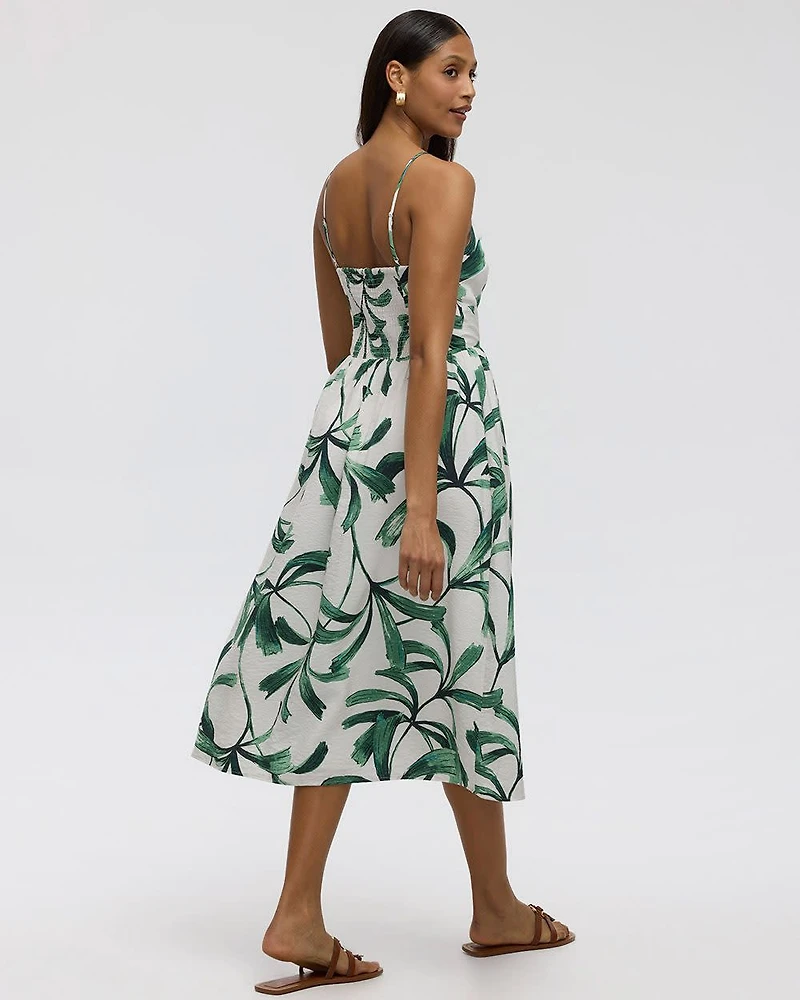 Sleeveless Midi Dress with V Neckline