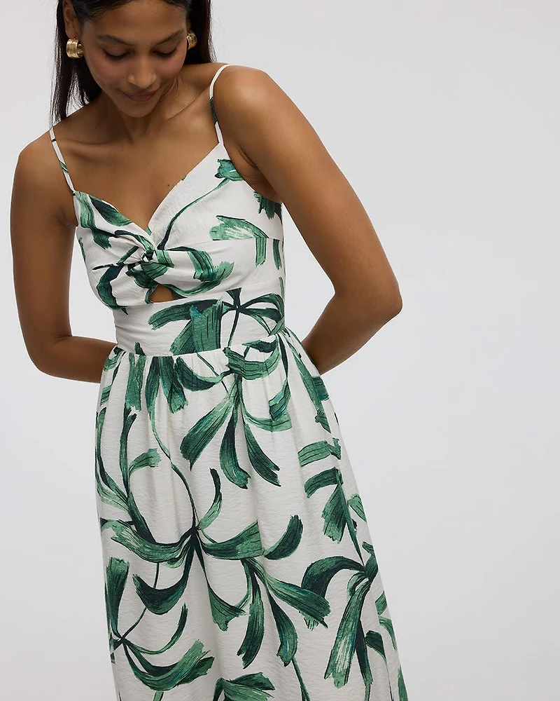 Sleeveless Midi Dress with V Neckline