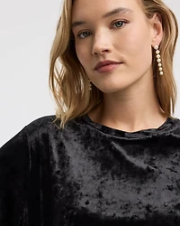 Haut en velours à manches courtes et col rond