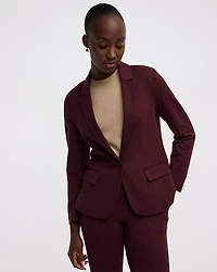 Fitted One-Button Knit Blazer