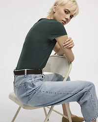 Ribbed Fitted Crew Neck T-Shirt