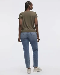 Short-Dolman-Sleeve Boat-Neck T-Shirt