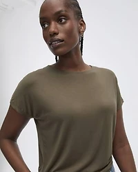 Short-Dolman-Sleeve Boat-Neck T-Shirt