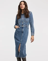 Robe chemise midi en denim
