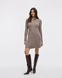 Long-Sleeve Crew-Neck Ribbed Sweater Dress