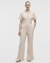 Wide-Leg High-Rise Linen Blend Pant