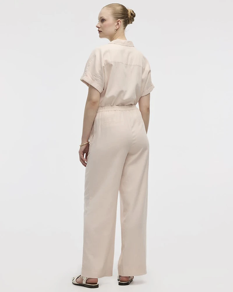 Wide-Leg High-Rise Linen Blend Pant