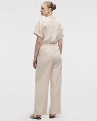 Wide-Leg High-Rise Linen Blend Pant