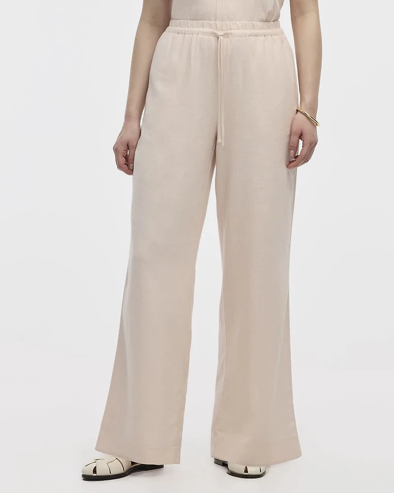 Wide-Leg High-Rise Linen Blend Pant