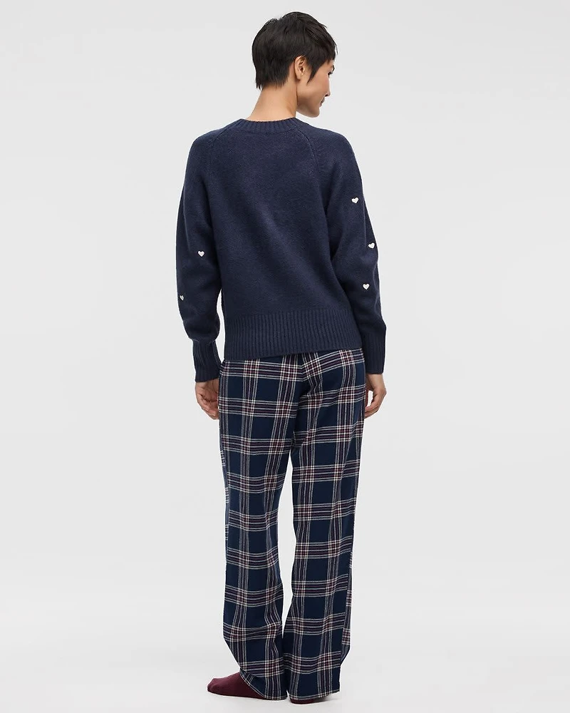 Long-Sleeve Crew-Neck Pyjama Pullover with Hearts