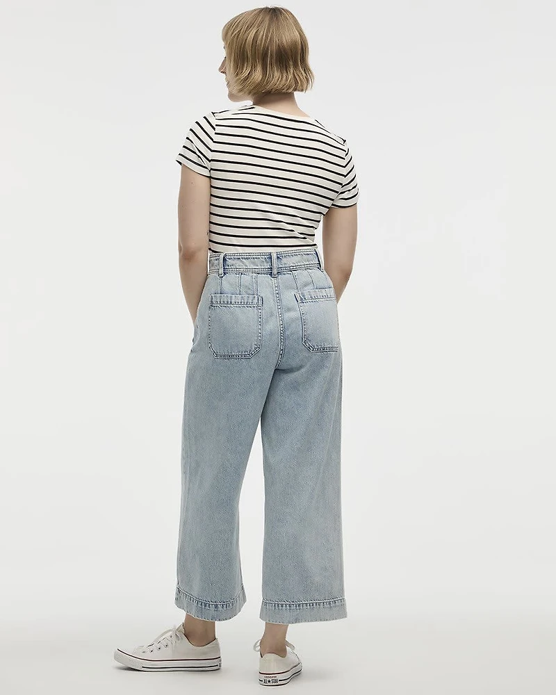 Wide-Leg High-Rise Cropped Jean
