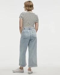 Wide-Leg High-Rise Cropped Jean
