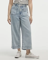 Wide-Leg High-Rise Cropped Jean