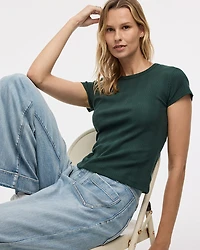 Fitted Crew-Neck Ribbed T-Shirt