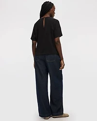 Short-Sleeve Crew-Neck Blouse